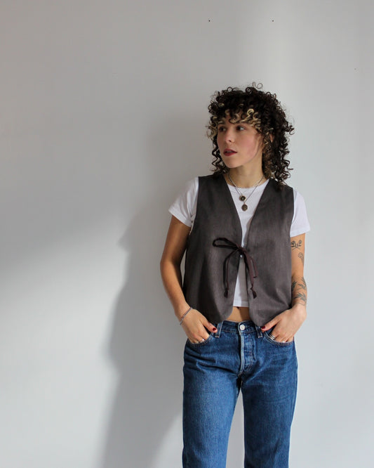 Reversible Tie Vest | Stone x Espresso